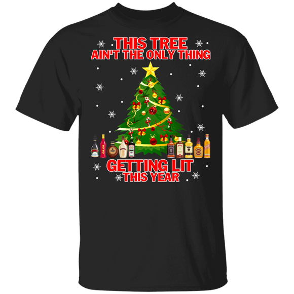 Christmas Tree Shirt This Tree Ain't The Only Thing Getting Lit This Year Funny Christmas Tree Drinking Lover Gifts T-Shirt - Macnystore