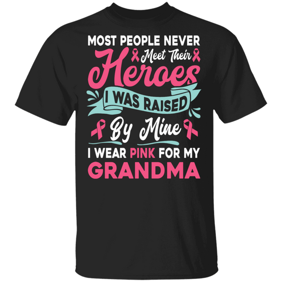 I Wear Pink For My Grandma Cool Breast Cancer Awareness Family Gifts T-Shirt - Macnystore