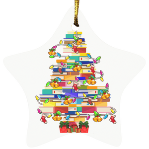 Christmas Ornament Funny Christmas Library Book Tree Cute Book Lover Librarian Decorative Hanging Ornaments SUBORNS Star Ornament - Macnystore