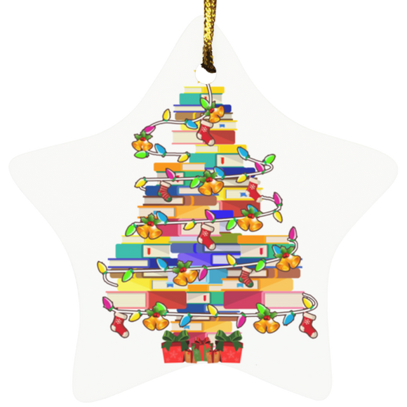 Christmas Ornament Funny Christmas Library Book Tree Cute Book Lover Librarian Decorative Hanging Ornaments SUBORNS Star Ornament - Macnystore