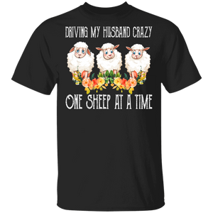 Driving My Husband Crazy One Sheep At A Time Funny Sheep Lover Gifts T-Shirt - Macnystore