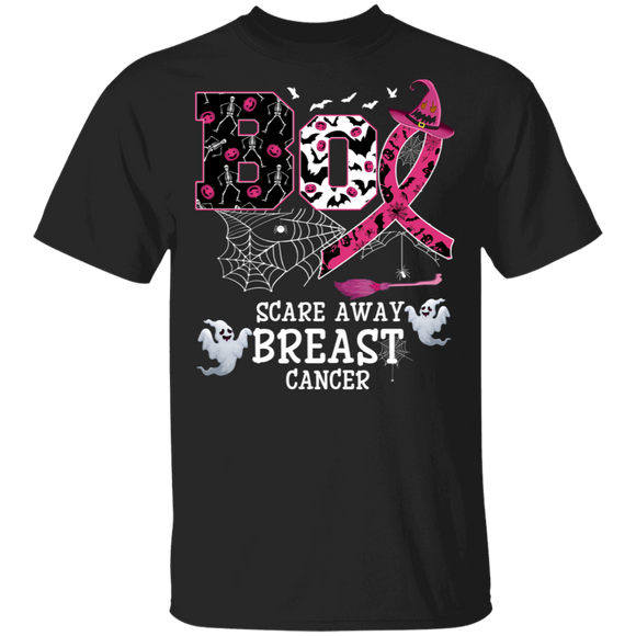 Boo Scare Away Breast Cancer Ghost Pumpkin Awareness T-Shirt - Macnystore