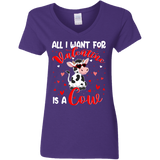 All I Want For Valentine Is A Cow Ladies V-Neck T-Shirt - Macnystore