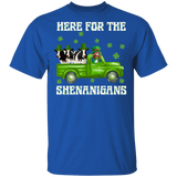 Here For The Shenanigans Leprechaun Cow Heifer Patrick's Day T-Shirt - Macnystore