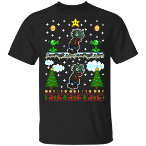 Christmas Gamer Shirt Plants Vs. Zombies Cool Ugly Christmas Sweater Plant Zombie Game Gamer Lover Gifts Christmas T-Shirt - Macnystore