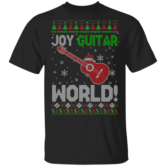 Christmas Guitar Lover Shirt Joy Guitar World Funny Ugly Christmas Sweater Santa Guitar Lover Gifts Christmas T-Shirt - Macnystore