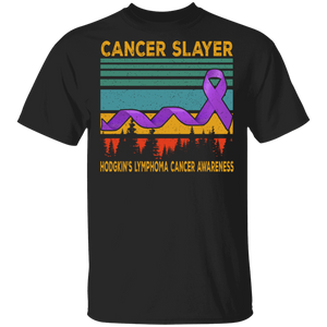 Cancer Slayer Hodgkin's Lymphoma Cancer Awareness Ribbon (1) T-Shirt - Macnystore