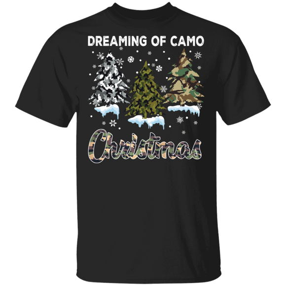 Christmas Tree Shirt Dreaming Of Camo Christmas Cool Camo Christmas Trees Men Gifts Christmas T-Shirt - Macnystore