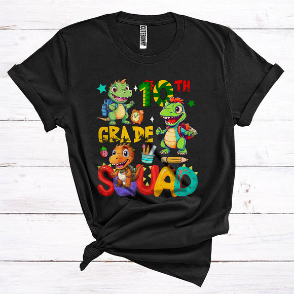MacnyStore - 10th Grade Squad Cute Dinosaur First Day Back To School Student Lover T-Shirt