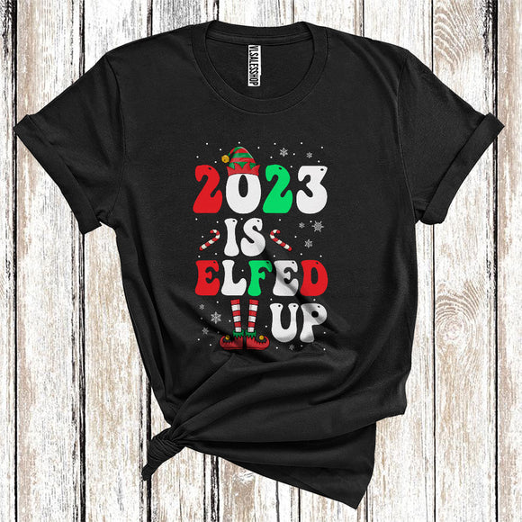 MacnyStore - 2023 Is Elfed Up Cute Christmas Elf Costume Matching Family Kids Toddlers T-Shirt