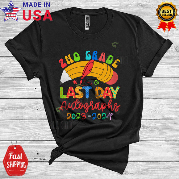 MacnyStore - 2nd Grade Last Day Autographs 2023 2024 Cute Last Day Of School Kids Teacher T-Shirt
