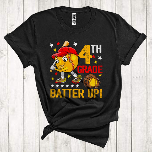 MacnyStore - 4th Grade Batter Softball Cute Ball Kids Sport Player Lover Back To School T-Shirt