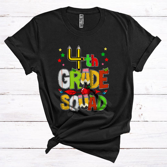 MacnyStore - 4th Grade Squad Back To School Cute Pencil Team Of Teacher Student Kids T-Shirt