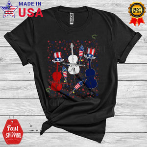 MacnyStore - 4th Of July Cello US Flag Patriotic Lover Music Instruments Musicaholic T-Shirt