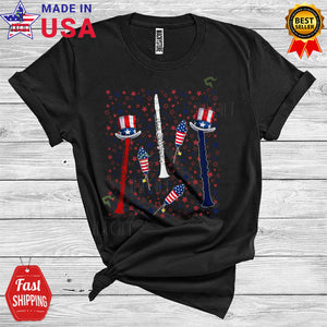 MacnyStore - 4th Of July Clarinet US Flag Patriotic Lover Music Instruments Musicaholic T-Shirt