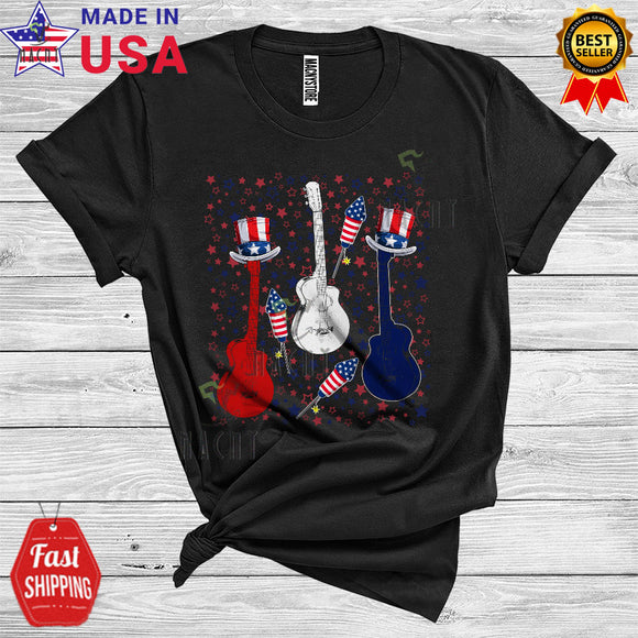 MacnyStore - 4th Of July Guitar US Flag Patriotic Lover Music Instruments Musicaholic T-Shirt