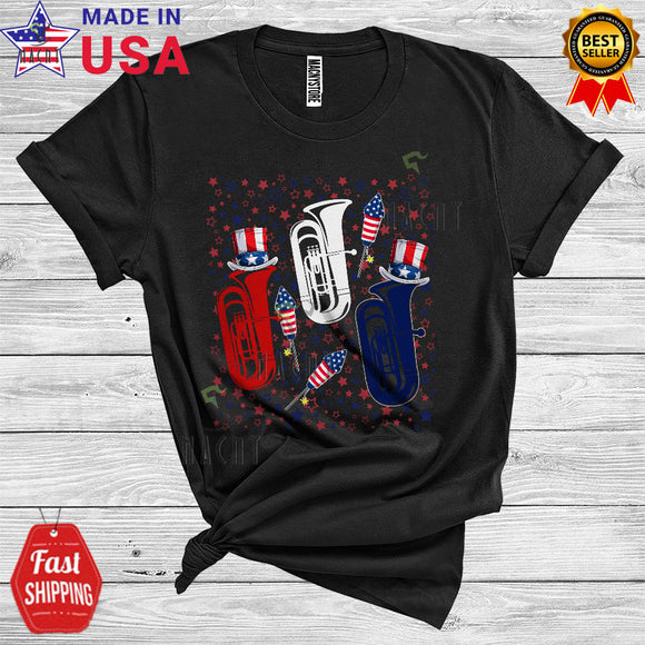 MacnyStore - 4th Of July Tuba US Flag Patriotic Lover Music Instruments Musicaholic T-Shirt