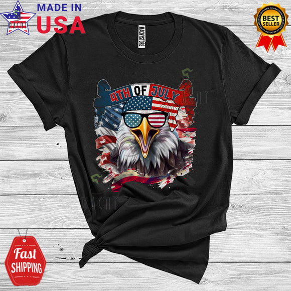 MacnyStore - 4th Of July Eagle Sunglasses American Flag Patriotic Eagle Lover T-Shirt