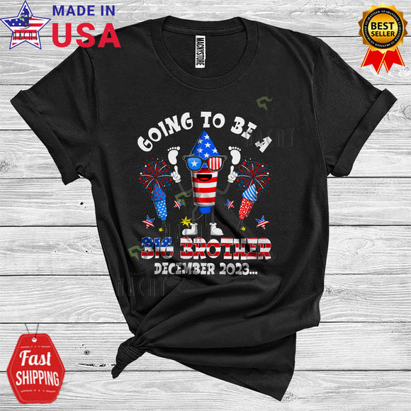 MacnyStore - 4th Of July Going To Be A Big Brother December 2023 Funny Firecracker Pregnancy Announcement T-Shirt