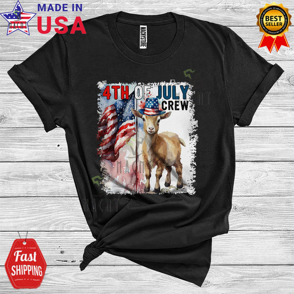 MacnyStore - 4th of July Goat WearIng Hat American Flag Cool Farm Animal Lover T-Shirt