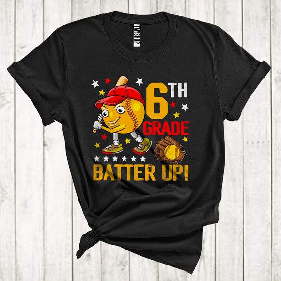 MacnyStore - 6th Grade Batter Softball Cute Ball Kids Sport Player Lover Back To School T-Shirt