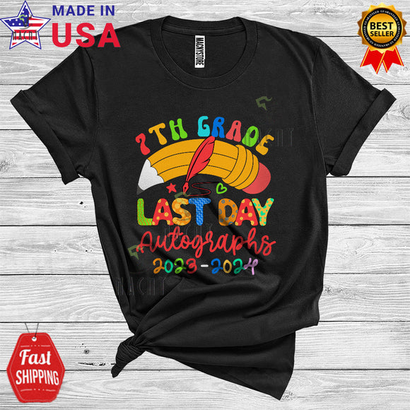 MacnyStore - 7th Grade Last Day Autographs 2023 2024 Cute Last Day Of School Students Teacher T-Shirt