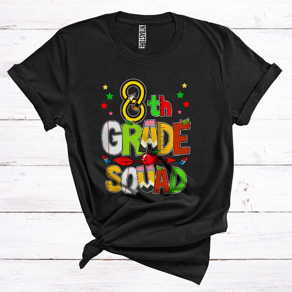 MacnyStore - 8th Grade Squad Back To School Funny Pencil Team Of Teacher Student Kids T-Shirt