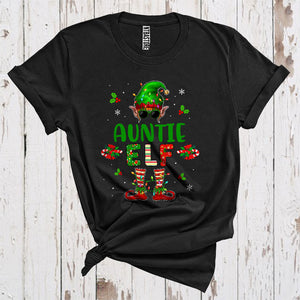 MacnyStore - Auntie Elf Funny Christmas Lights Sunglasses Elf Costume Matching Family Group T-Shirt
