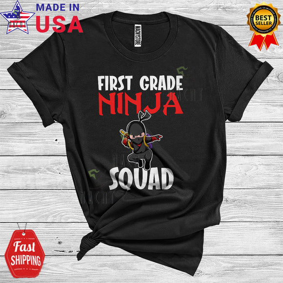 MacnyStore - Back To School First Grade Ninja Squad Funny First Day Of School Kids Ninja Lover T-Shirt