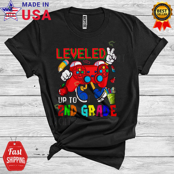 MacnyStore - Back To School Gamer Leveled Up To 2nd Grade Funny Kids First Day Video Games Lover T-Shirt