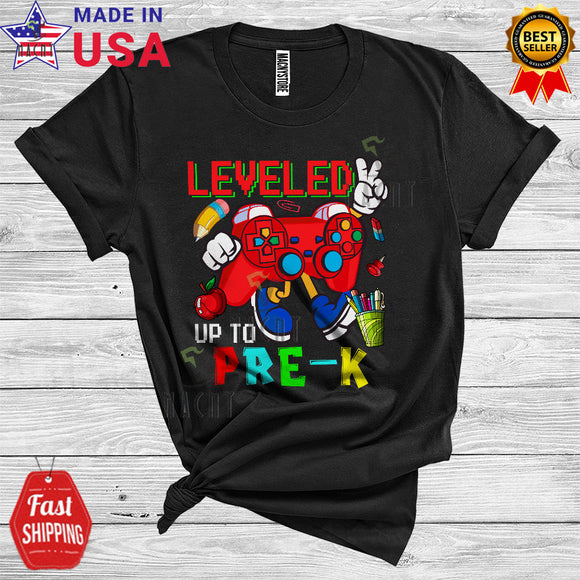 MacnyStore - Back To School Gamer Leveled Up To Pre-K Funny Kids First Day Video Games Lover T-Shirt