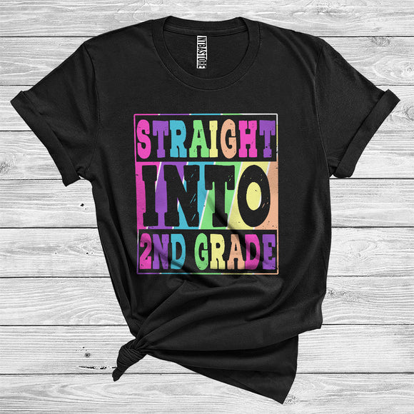 MacnyStore - Back To School Straight Into 2nd Grade Cute Colorful Kids First Day Last Day Of School T-Shirt