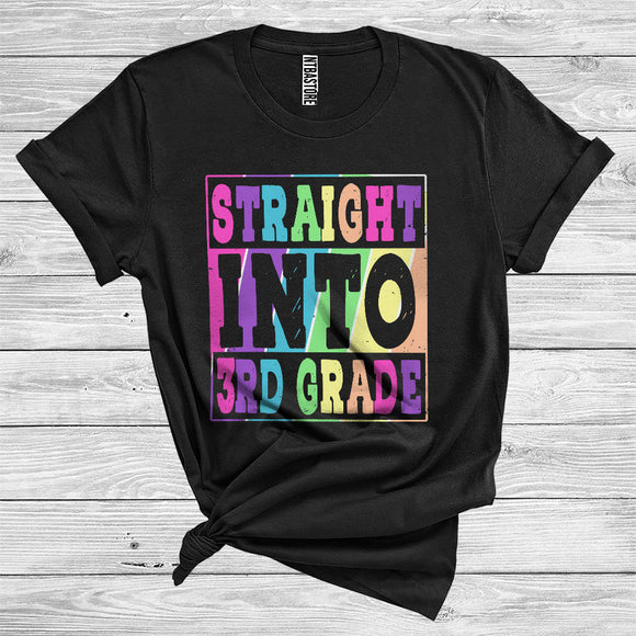 MacnyStore - Back To School Straight Into 3rd Grade Cute Colorful Kids First Day Last Day Of School T-Shirt