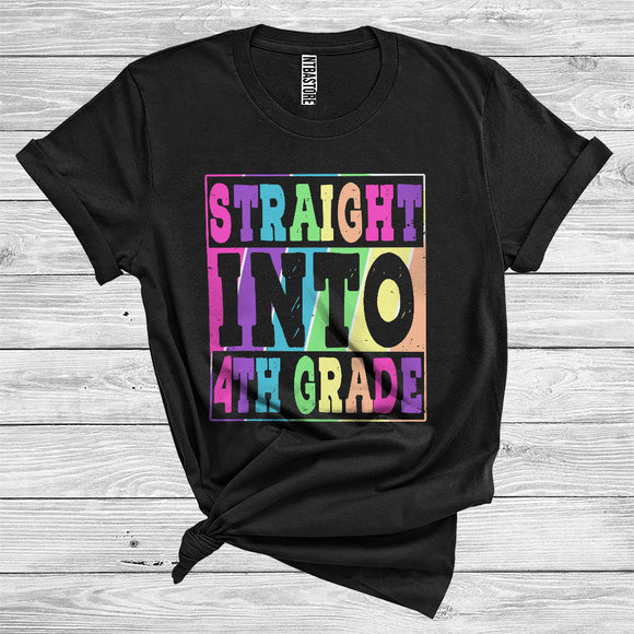 MacnyStore - Back To School Straight Into 4th Grade Cute Colorful Kids First Day Last Day Of School T-Shirt