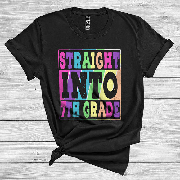 MacnyStore - Back To School Straight Into 7th Grade Cute Colorful Students First Day Last Day Of School T-Shirt