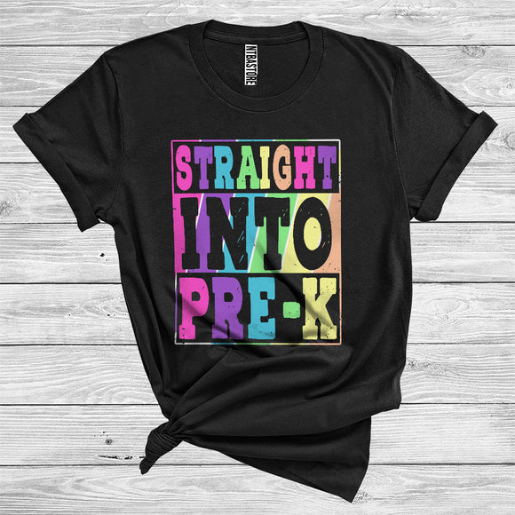 MacnyStore - Back To School Straight Into Pre-K Cute Colorful Kids First Day Last Day Of School T-Shirt