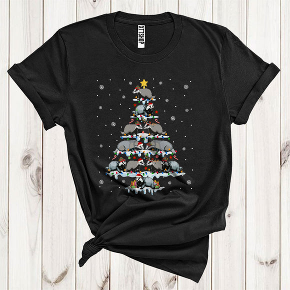 MacnyStore - Badger Christmas Tree Light Funny Wild Animal Lover Christmas Costume T-Shirt