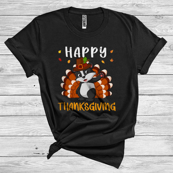 MacnyStore - Badger As Turkey Wearing Pilgrim Matching Turkey Hunting Wild Animal Happy Thanksgiving T-Shirt