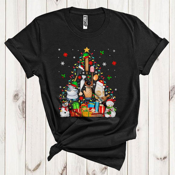 MacnyStore - Baking Christmas Tree Lights Funny Santa ELF Reindeer Baking Tools Baker Team T-Shirt