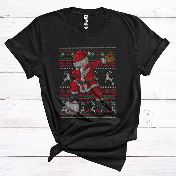 MacnyStore - Baseball Dabbing Santa Player With Ball Cool Sports Sweater Lover Christmas T-Shirt