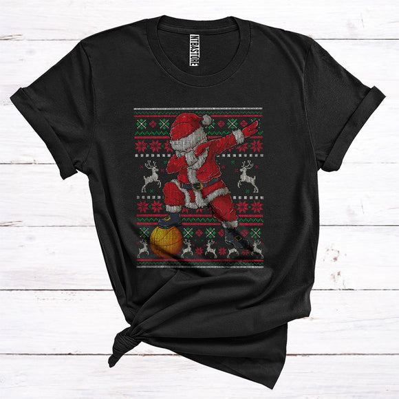 MacnyStore - Basketball Dabbing Santa Player With Ball Cool Sports Sweater Lover Christmas T-Shirt