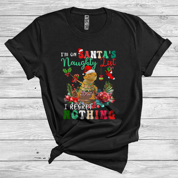 MacnyStore - Bearded Dragon I'm On Santa's Naughty List I Regret Nothing Funny Christmas Santa Animal Lover T-Shirt