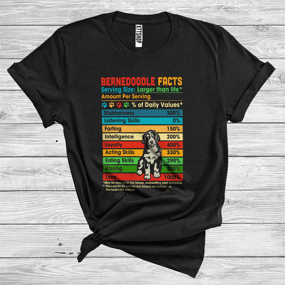 MacnyStore - Bernedoodle Facts Percent Of Daily Values Funny Skills Puppy Owner T-Shirt