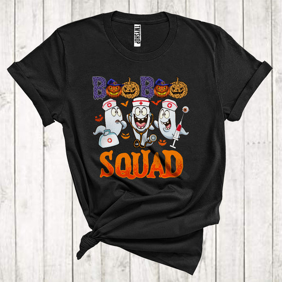 MacnyStore - Boo Squad Boo Funny Halloween Three Ghost Nursing With Tools Matching Nurse Group T-Shirt