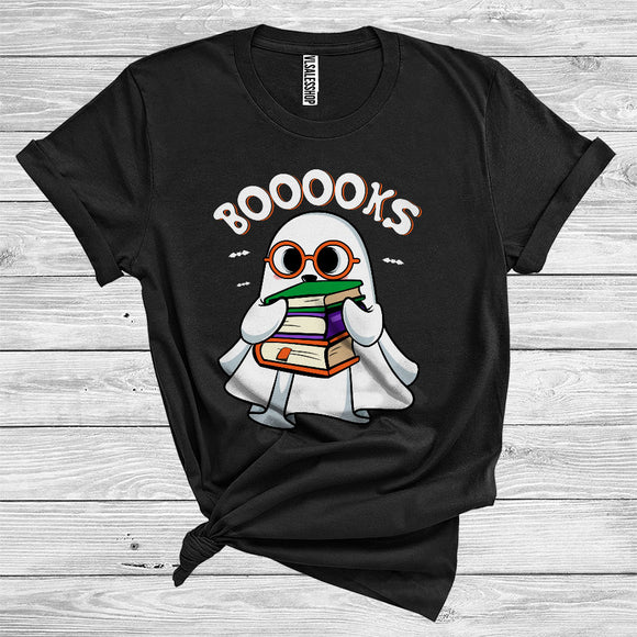 MacnyStore - Booooks Cute Halloween Costume Boo Ghost Reading Book Bookworm Library Lover T-Shirt