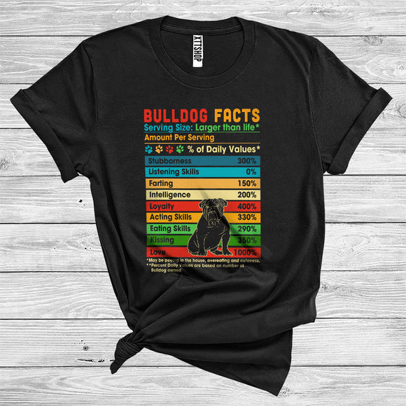 MacnyStore - Bulldog Facts Percent Of Daily Values Funny Skills Puppy Owner T-Shirt