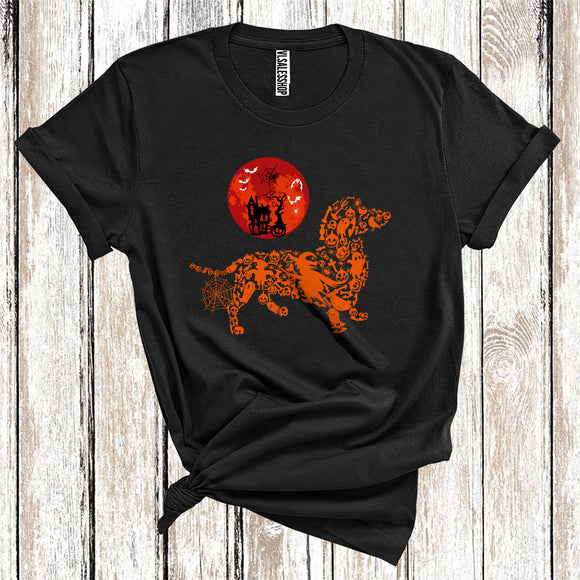 MacnyStore - Carved Pumpkin Skull Witch Ghost Dachshund Shape Scary Moon Funny Halloween Costume T-Shirt