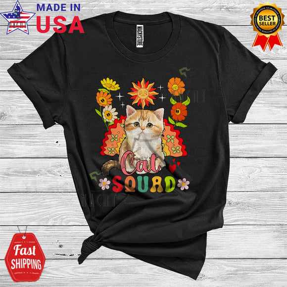 MacnyStore - Cat Squad Funny Farmer Women Girl Floral Rainbow Animal Lover T-Shirt