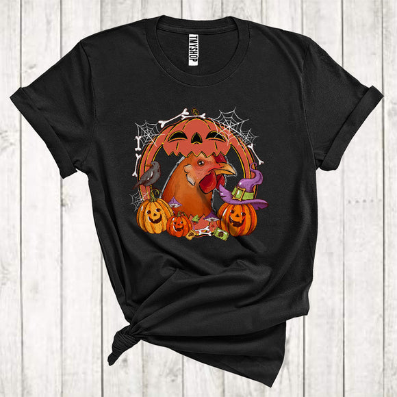 MacnyStore - Chicken Inside Carved Pumpkin Cute Halloween Costume Witch Pumpkin Farm Animal Lover T-Shirt