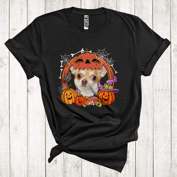MacnyStore - Chihuahua Inside Carved Pumpkin Cute Halloween Costume Witch Pumpkin Animal Lover T-Shirt